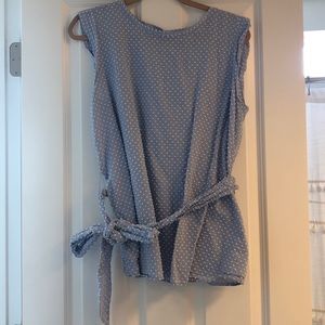 Loft periwinkle tie waist blouse
